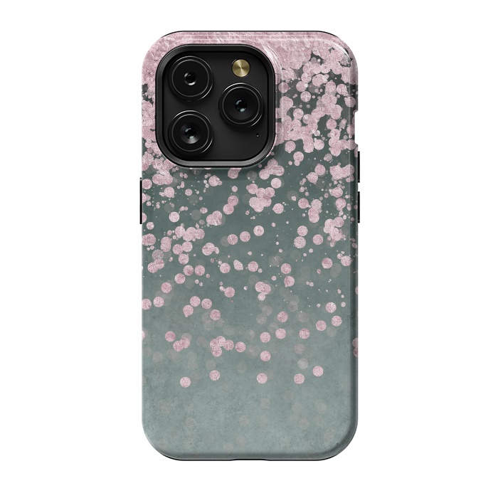 iPhone 15 Pro StrongFit Pink Glitter On Teal 2 by Andrea Haase