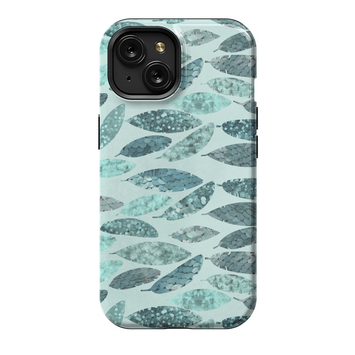 iPhone 15 StrongFit Turquoise Green Mermaid Feathers 2 by Andrea Haase