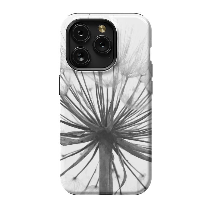 iPhone 15 Pro StrongFit Black and White Dandelion by Alemi