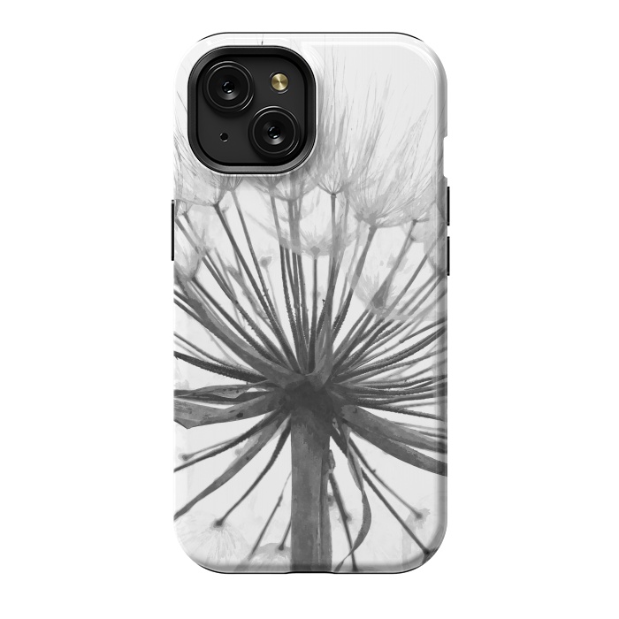 iPhone 15 StrongFit Black and White Dandelion by Alemi