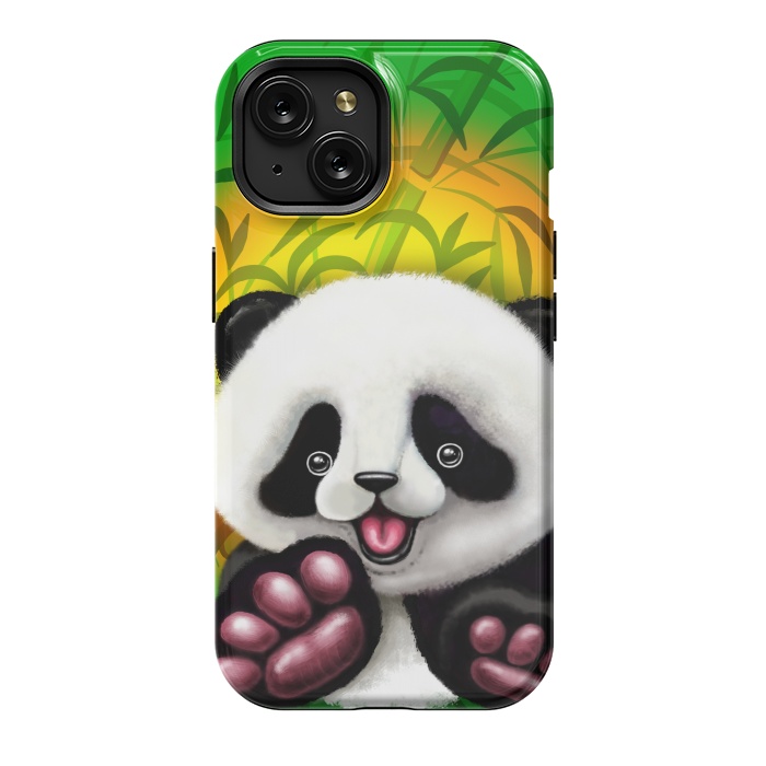 iPhone 15 StrongFit Panda Baby Bear Cute and Happy by BluedarkArt