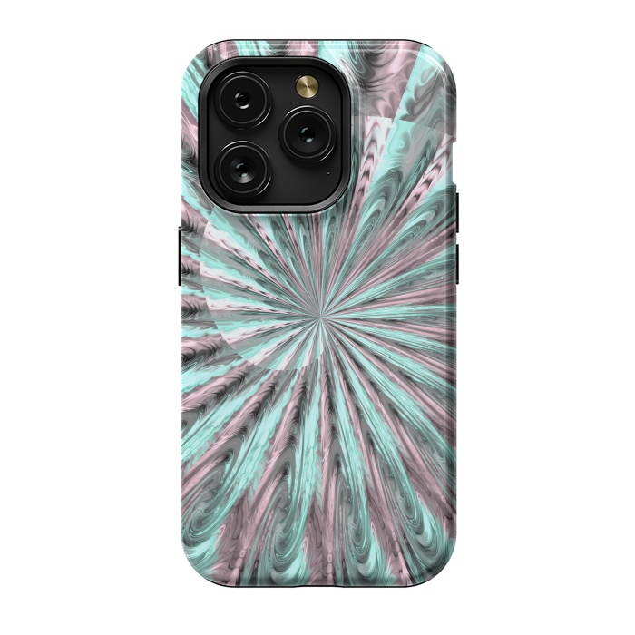 iPhone 15 Pro StrongFit Fractal Spiral Rosegold And Teal by Andrea Haase