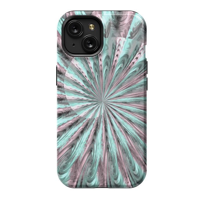iPhone 15 StrongFit Fractal Spiral Rosegold And Teal by Andrea Haase