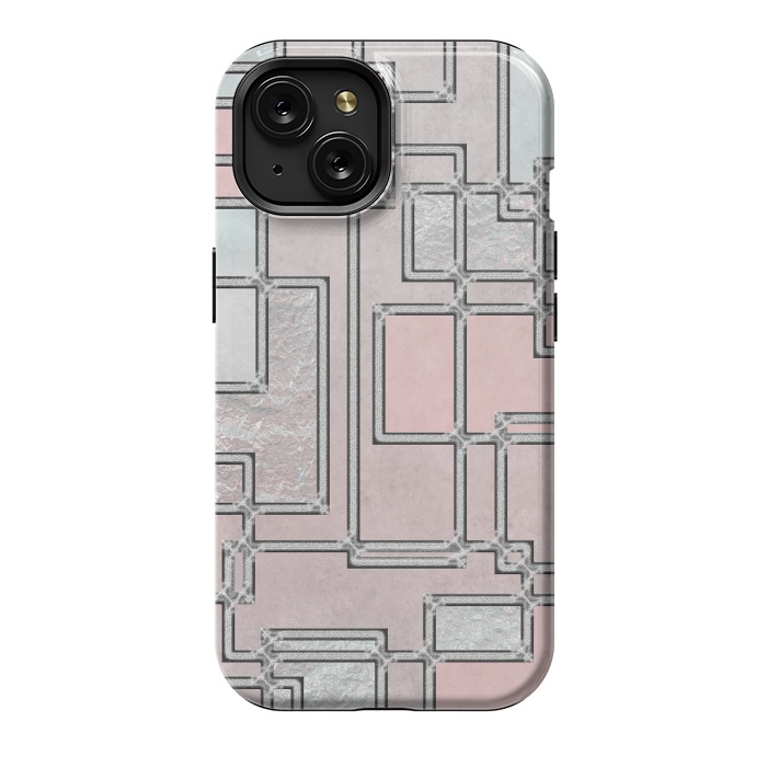 iPhone 15 StrongFit Pink Aqua Cubicals by Andrea Haase