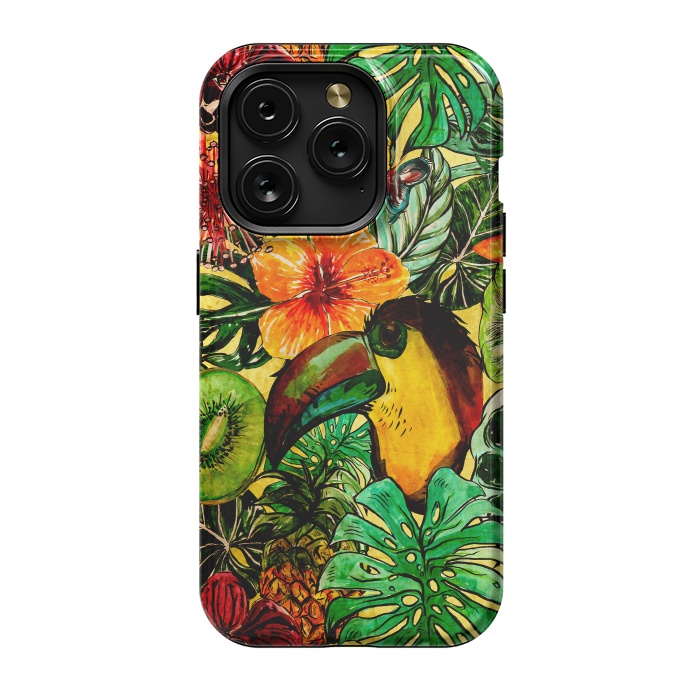 iPhone 15 Pro StrongFit Tropical bird in flower jungle by  Utart