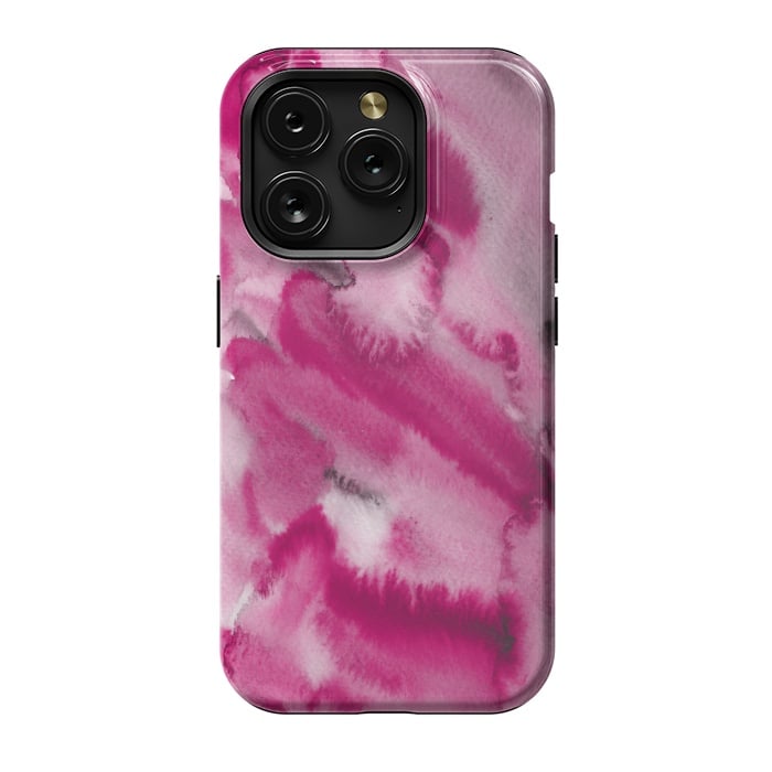 iPhone 15 Pro StrongFit Pink and Grey Ink Marble Texture  by  Utart