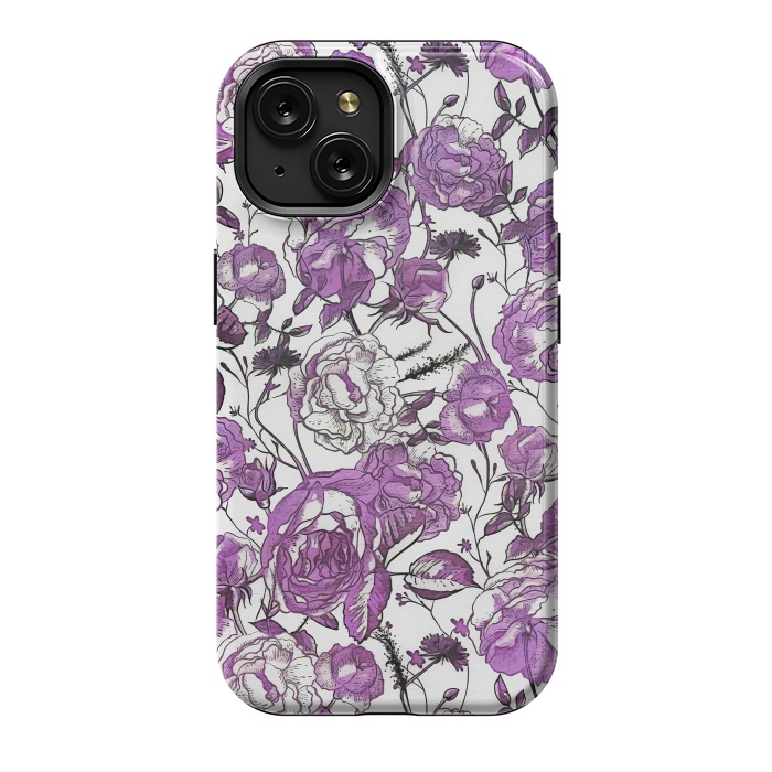 iPhone 15 StrongFit Nostalgic Purple Flower Pattern by Andrea Haase
