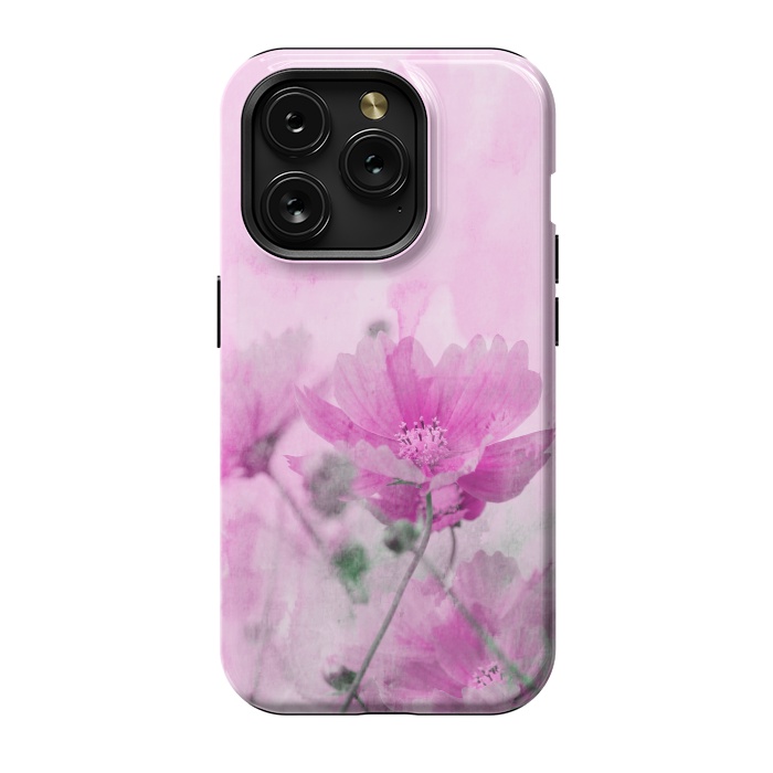 iPhone 15 Pro StrongFit Pink Cosmea Watercolor Art by Andrea Haase