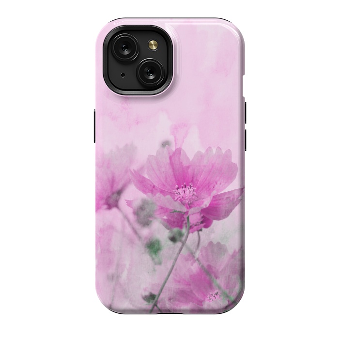 iPhone 15 StrongFit Pink Cosmea Watercolor Art by Andrea Haase