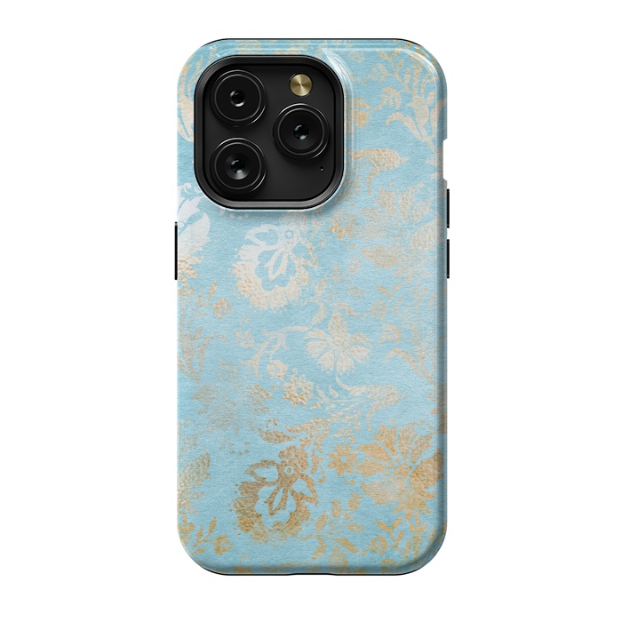 iPhone 15 Pro StrongFit TEAL and GOLD Damask Pattern by  Utart
