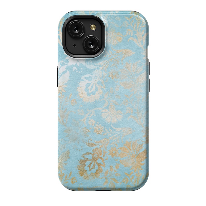iPhone 15 StrongFit TEAL and GOLD Damask Pattern by  Utart