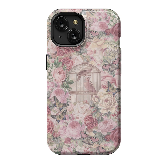 iPhone 15 StrongFit Nostalgic Flowers With Birdcage by Andrea Haase