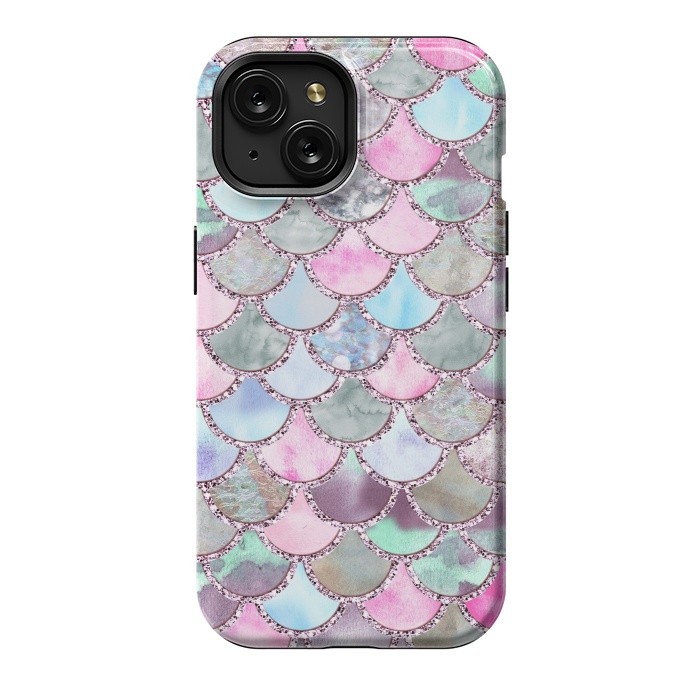 iPhone 15 StrongFit Pastel Multicolor Mermaid Scales by  Utart