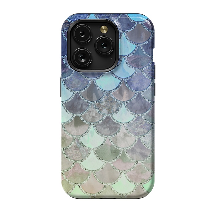iPhone 15 Pro StrongFit Multicolor Watercolor Fish and Mermaid Scales by  Utart