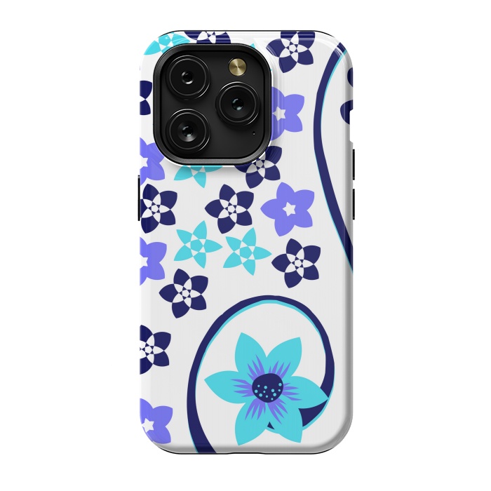 iPhone 15 Pro StrongFit blue floral pattern 2 by MALLIKA
