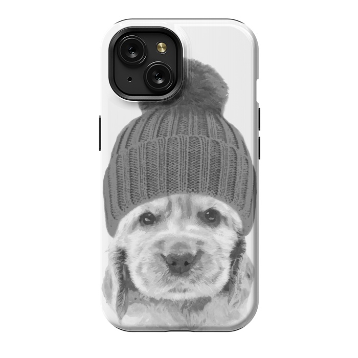 iPhone 15 StrongFit Black and White Cocker Spaniel by Alemi