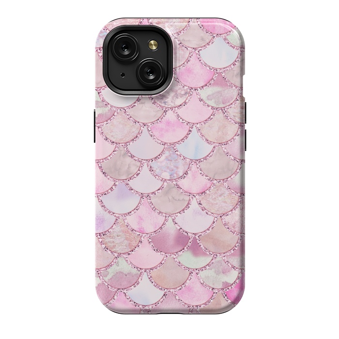 iPhone 15 StrongFit Pretty pink and pastel Mermaid Scales  by  Utart