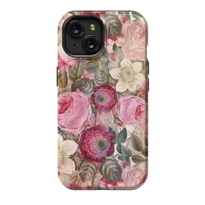 iPhone 15 StrongFit Pink Vintage Flower Pattern by  Utart