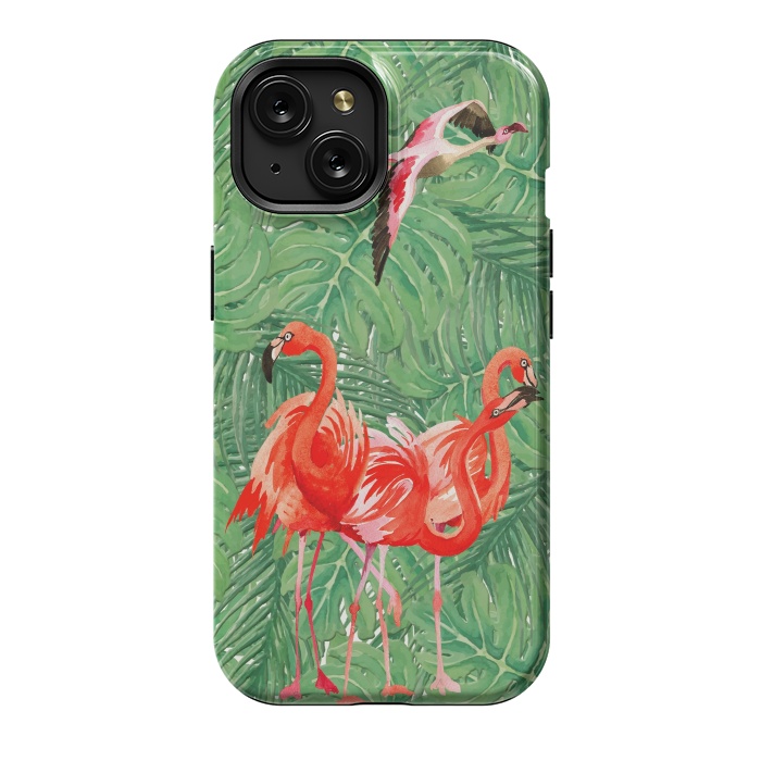 iPhone 15 StrongFit Flamingo Jungle  by  Utart