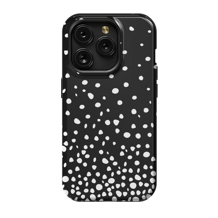 iPhone 15 Pro StrongFit White on Black Polka Dot Dance by DaDo ART