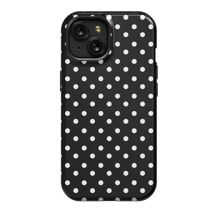 iPhone 15 StrongFit Cute little white polka dots on black by DaDo ART