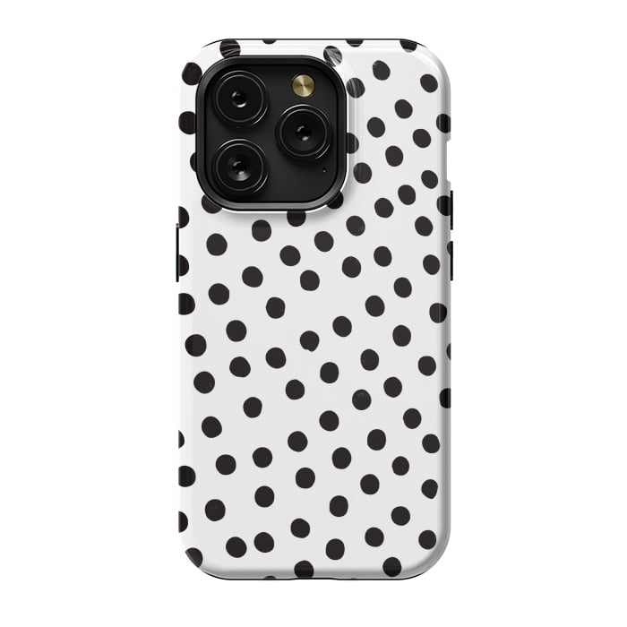 iPhone 15 Pro StrongFit Drunk black polka dots on white by DaDo ART