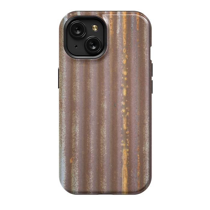 iPhone 15 StrongFit Old Rusty Corrugated Sheet 2 by Andrea Haase