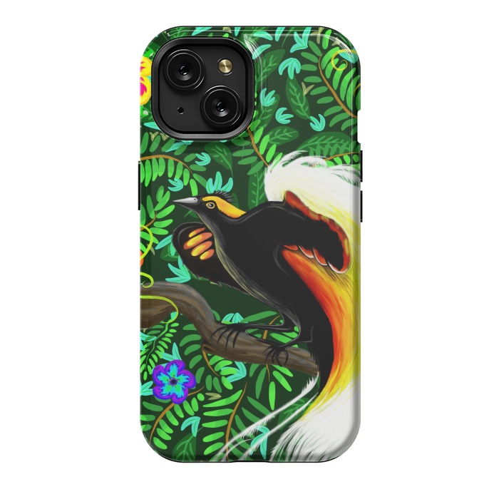 iPhone 15 StrongFit Paradise Bird Fire Feathers   by BluedarkArt