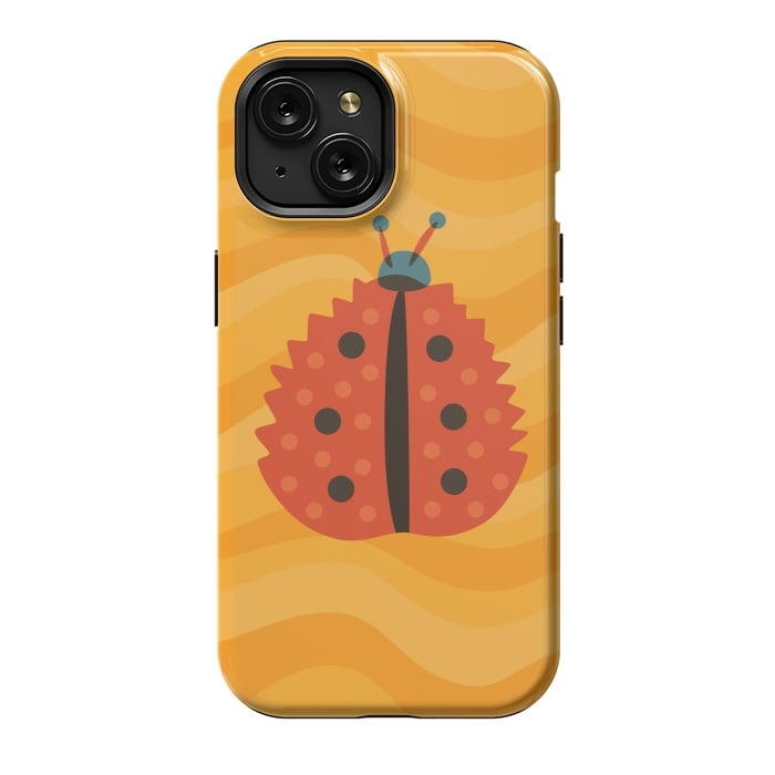 iPhone 15 StrongFit Orange Ladybug With Autumn Leaf Disguise by Boriana Giormova