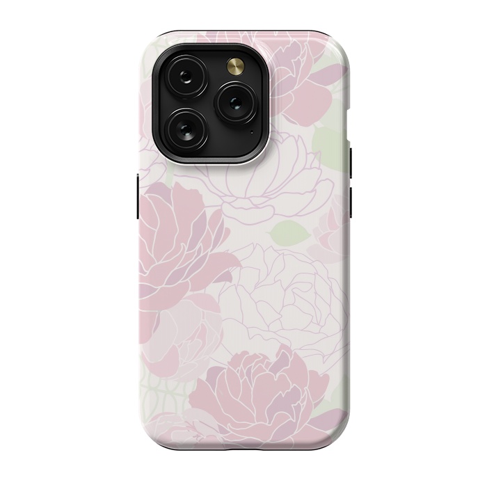 iPhone 15 Pro StrongFit Abstract Pink Peony Pattern by  Utart