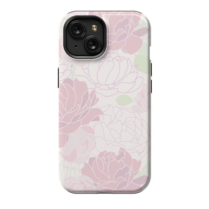iPhone 15 StrongFit Abstract Pink Peony Pattern by  Utart