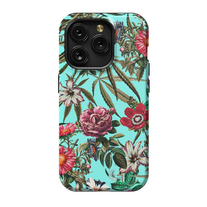 iPhone 15 Pro StrongFit Marijuana and Floral Pattern II by Burcu Korkmazyurek