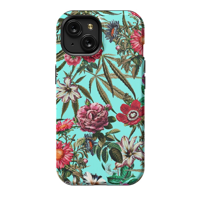 iPhone 15 StrongFit Marijuana and Floral Pattern II by Burcu Korkmazyurek