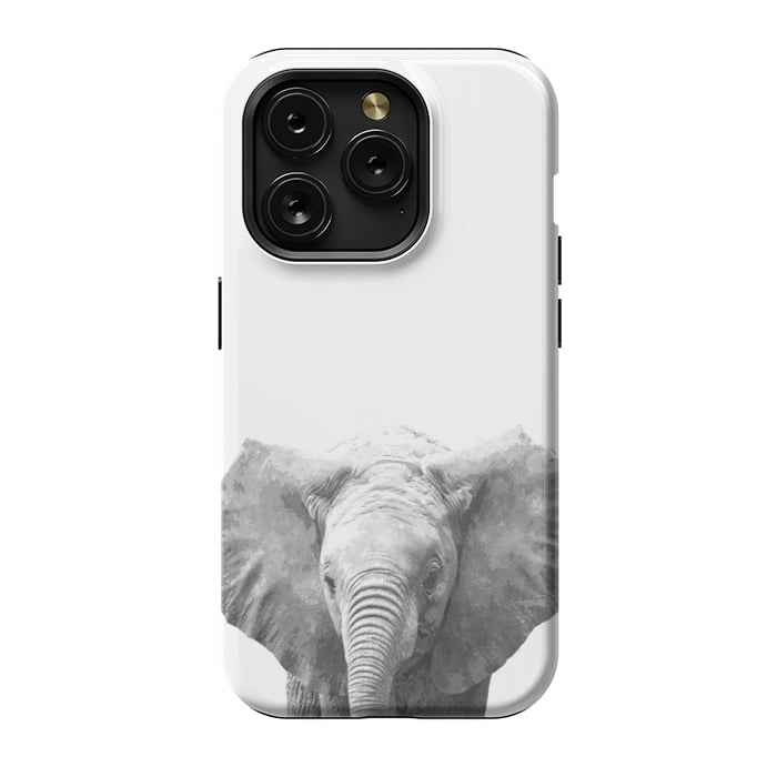 iPhone 15 Pro StrongFit Black and White Baby Elephant  by Alemi
