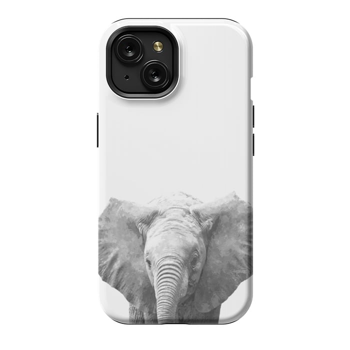 iPhone 15 StrongFit Black and White Baby Elephant  by Alemi
