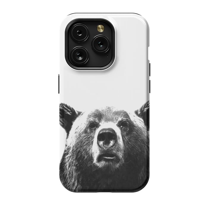iPhone 15 Pro StrongFit Black and White Bear by Alemi
