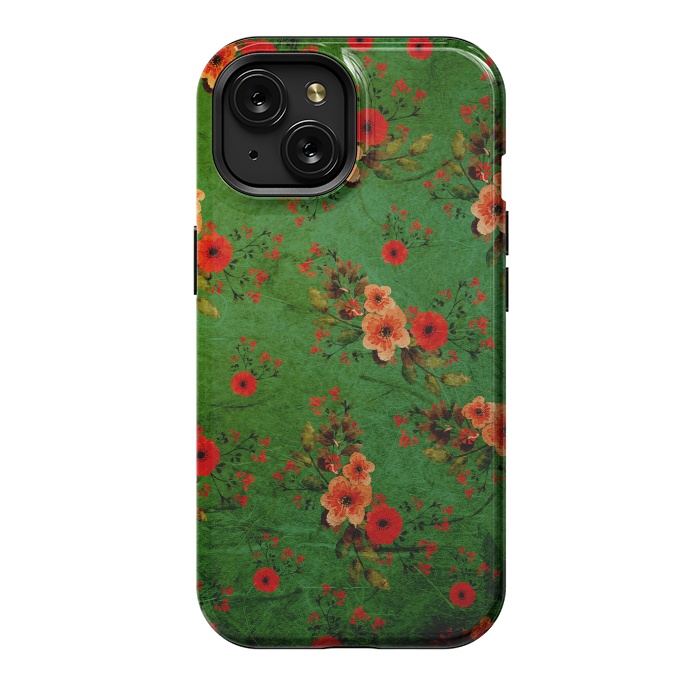 iPhone 15 StrongFit Vintage Flowers by Rossy Villarreal