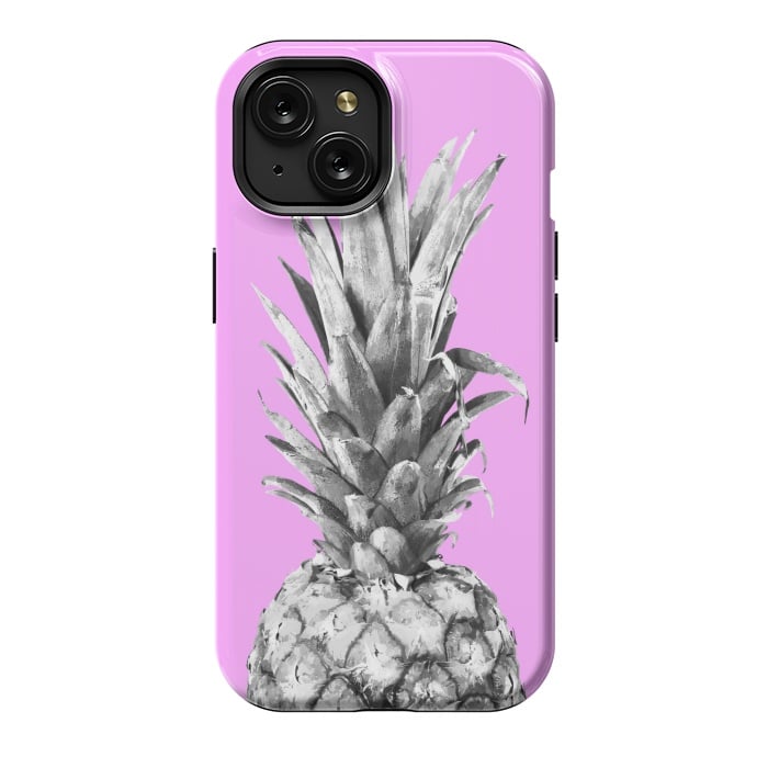 iPhone 15 StrongFit Black, White, Pink Pineapple by Alemi