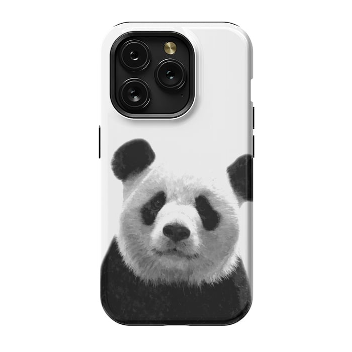 iPhone 15 Pro StrongFit Black and White Panda Portrait by Alemi