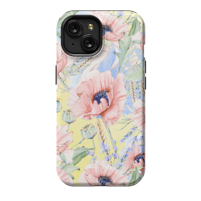 iPhone 15 StrongFit Pastel Summer Poppy Meadow by  Utart