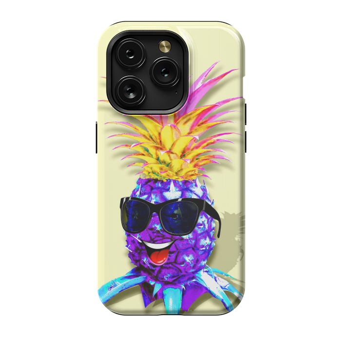 iPhone 15 Pro StrongFit Pineapple Ultraviolet Happy Dude with Sunglasses  by BluedarkArt
