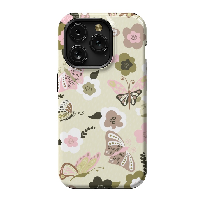 iPhone 15 Pro StrongFit Beautiful Butterflies on Mint Green by Paula Ohreen