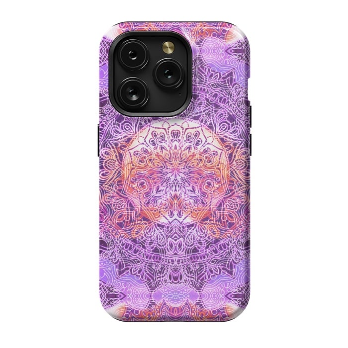 iPhone 15 Pro StrongFit Purple orange hippy mandala by Oana 