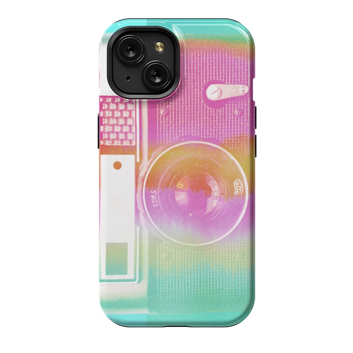 iPhone 15 StrongFit Colorful pastel vintage camera by Oana 