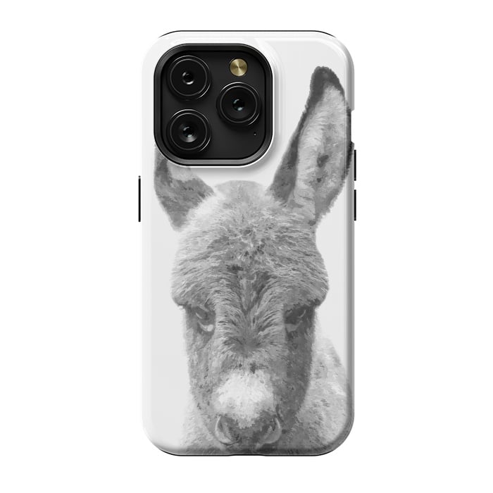 iPhone 15 Pro StrongFit Black and White Baby Donkey by Alemi