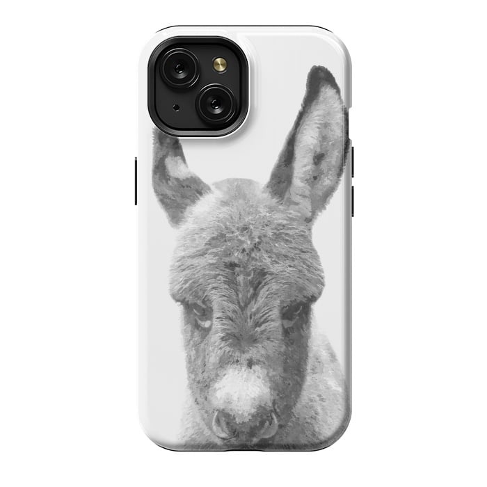 iPhone 15 StrongFit Black and White Baby Donkey by Alemi