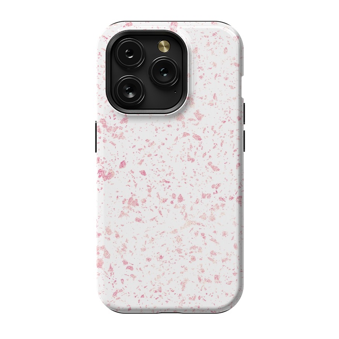 iPhone 15 Pro StrongFit Classy vintage marble rose gold terrazzo design by InovArts