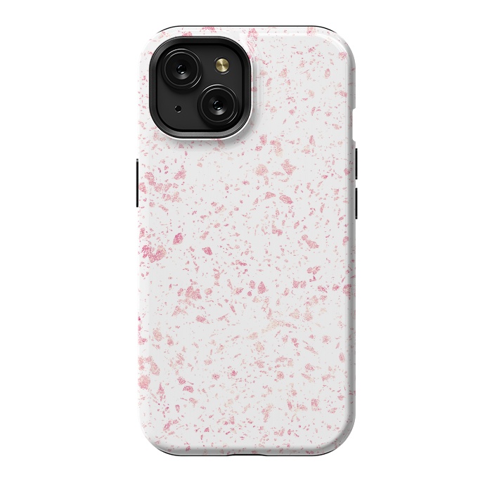 iPhone 15 StrongFit Classy vintage marble rose gold terrazzo design by InovArts