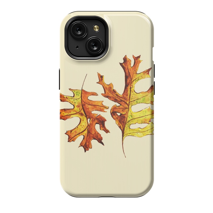 iPhone 15 StrongFit Ink Watercolor Painted Autumn Leaves Nature Lover by Boriana Giormova