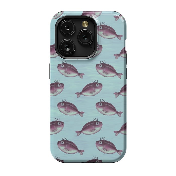 iPhone 15 Pro StrongFit Funny Fish With Fancy Eyelashes Pattern by Boriana Giormova